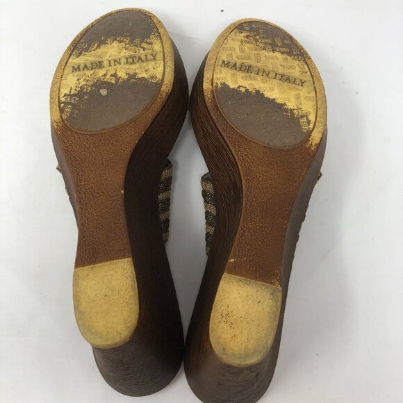 Italian Shoemakers Metallic Wedge Sandals 11 - Picture 9 of 10